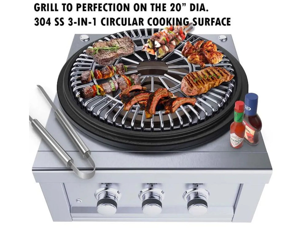 Sunstone SUN24PCB 20-inch 304 stainless steel circular grill surface cooking assorted meats