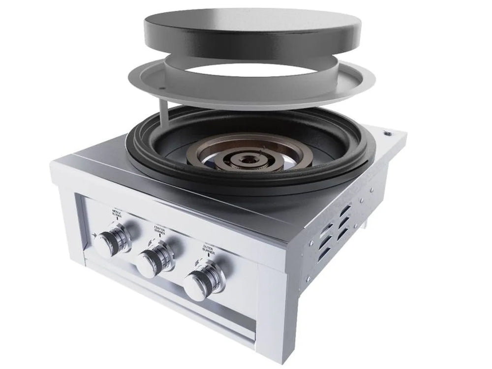 Sunstone SUN24PCB-GD removable solid steel griddle with triple control knobs