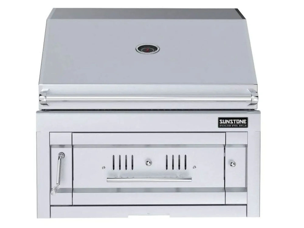 Sunstone SUNCHSZ28 28-inch charcoal grill with 304 stainless steel hood and temperature gauge