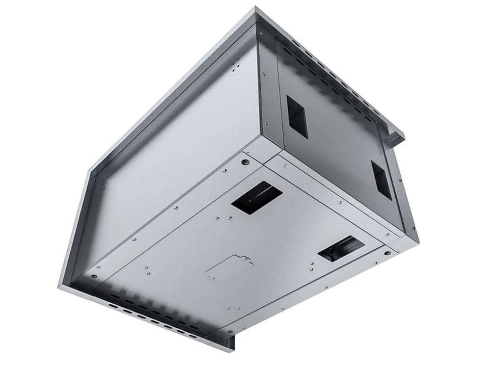 Underside view of Sunstone SUNJK20 20-inch appliance jacket showing mounting base, cutouts, and stainless steel construction.