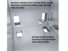 Close-up inside the jacket showing multiple covered utility access ports and a bottom-center covered access panel for post-mount grill installation, explanatory text on image.