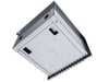 Bottom/underside view of the appliance jacket showing mounting holes, cutouts, and ventilation openings around the perimeter.