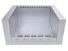 Front view of Sunstone SUNJK29 29-Inch 304 Stainless Steel Appliance Jacket featuring interior ventilation slots and double-walled construction.