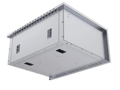 Underside perspective of Sunstone SUNJK33 insulated jacket showing utility pass-through ports for outdoor kitchen gas and electrical lines.