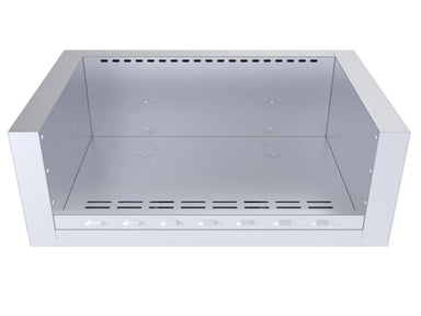 Front view of Sunstone SUNJK40 40-Inch 304 Stainless Steel Appliance Jacket for Ruby 4-Burner grills featuring double-walled heat insulation.