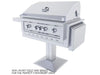 Sunstone SUNJK40 stainless steel jacket shown with optional side wings and post mount for a freestanding 36-inch grill setup.
