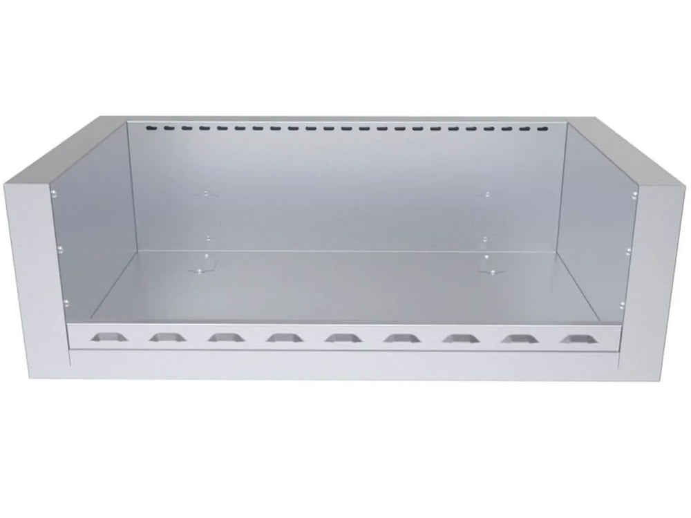 Front view of Sunstone SUNJK45 45-Inch 304 Stainless Steel Appliance Jacket for Ruby 5-Burner grills featuring double-walled heat insulation.