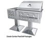 Installation diagram showing the Sunstone SUNJKDIV6 divider separating a grill and a side burner in a combustible island setup.