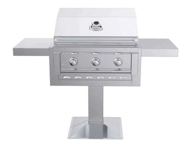 Stainless steel built-in grill with Sunstone SUNJKWING 304 SS jacket wings installed as side shelves using adjustable brackets.
