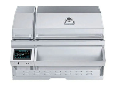 Sunstone SUNPLT40 40-inch pellet grill closed lid with digital touchscreen control panel