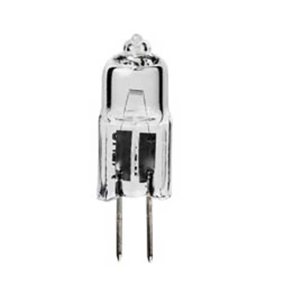 Sunstone P-GLB grill light bulb replacement for Ruby Grills, clear halogen capsule lamp with two-pin base, close-up on white background