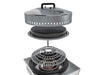 Exploded view of Sunstone 24" grill hood assembly over burner, showing hood, heat diffuser pad, and burner grate components.