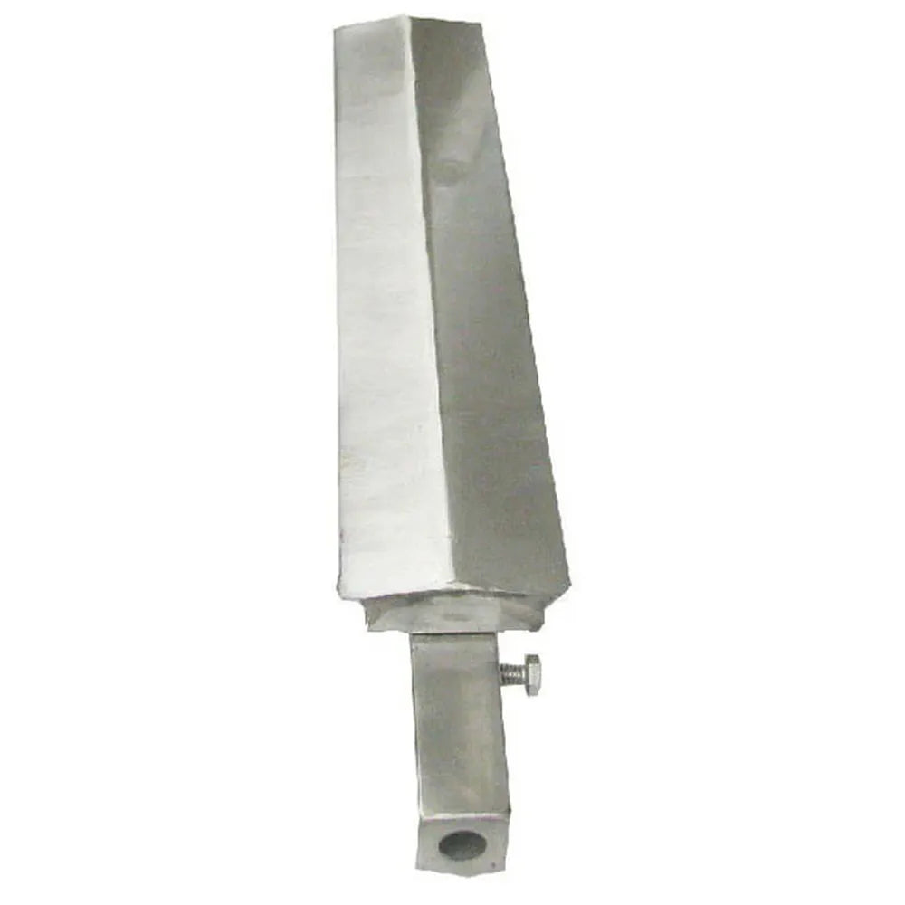 Sunstone P-G-Burner-OCS Sapphire stainless grill burner, close-up of venturi and mounting base on white background.