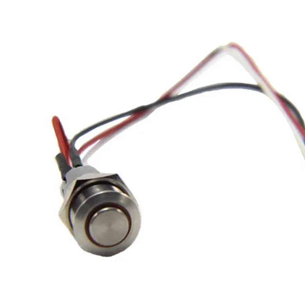 Sunstone R-Light-SW grill light button replacement, stainless push-button switch with wiring leads for Ruby & Sunstone grills.
