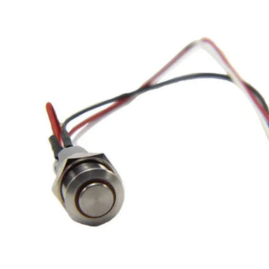 Sunstone R-Light-SW grill light button replacement, stainless push-button switch with wiring leads for Ruby & Sunstone grills.