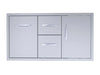 Sunstone BA-DDC42 42-inch 304 stainless steel drawer, trash drawer, and access door combo for outdoor kitchen islands.
