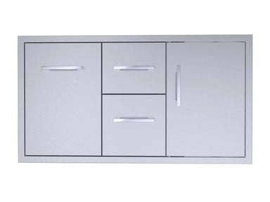 Sunstone BA-DDC42 42-inch 304 stainless steel drawer, trash drawer, and access door combo for outdoor kitchen islands.