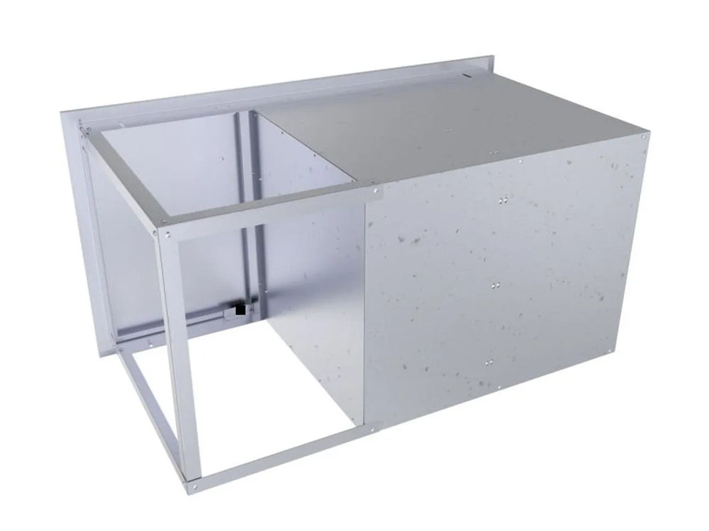Back view of Sunstone BA-DDC42 42-inch 304 stainless steel outdoor kitchen cabinet frame with open cutout.