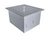 Sunstone TEX-15IC 15" insulated ice chest in 304 stainless steel with flush lid and center knob for outdoor kitchen bar.