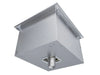 Underside view of Sunstone TEX-15IC insulated ice chest showing threaded drain connection for outdoor kitchen installation.
