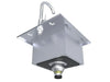 Underside view of Sunstone TEX-15SK outdoor bar sink showing faucet connections and drain hardware for easy installation.