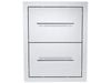 Sunstone TEX-16DD 16" double drawers in 304 stainless steel, flush-mount outdoor kitchen storage drawers with sleek horizontal handles.