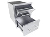 Sunstone TEX-16PCD paper towel drawer combo with top paper towel holder door open and lower storage drawer closed.