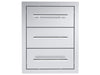 Sunstone TEX-16TD 16" triple drawers in 304 stainless steel, flush-mount outdoor kitchen storage drawers with sleek bar handles.