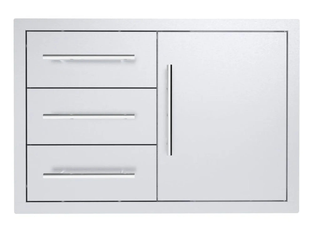 Sunstone TEX-30TDDC 30-inch triple drawers with single access door, 304 stainless outdoor BBQ island cabinet combo.