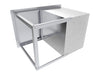 Back view of Sunstone TEX-30TDDC 30" drawer and door combo showing stainless mounting frame and cabinet housing.