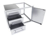 Sunstone TEX-30TDDC 30" combo with drawers pulled out and door open, showing spacious outdoor kitchen storage compartments.