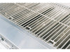 Top-down close-up of True Flame stainless steel cooking grates over perforated flame tamers for even heat distribution.