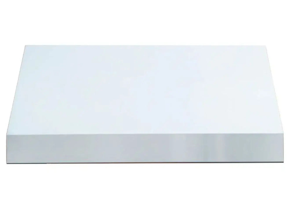 TrueFlame outdoor vent hood, sleek stainless steel exterior view.