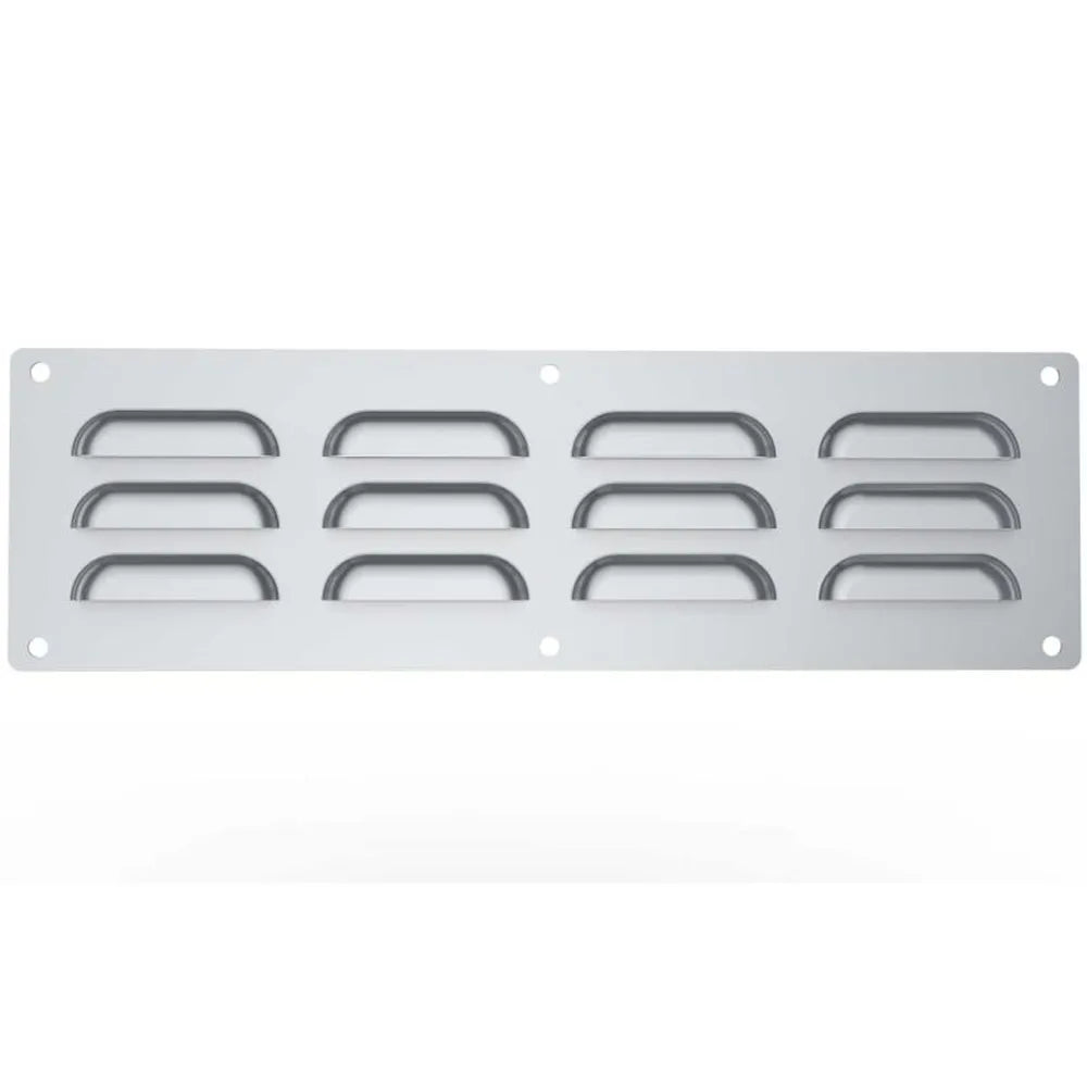 Sunstone Vent-S 15-inch by 4.5-inch louvered vent panel made of heavy-duty 304 stainless steel for professional outdoor kitchen island ventilation.