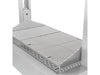 Stainless steel Santa Maria style grill grate with slanted drip guard for wood-fired cooking
