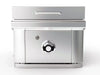 Wildfire Ranch 15-Inch Stainless Steel Built-In Side Griddle featuring a single heat control knob, sleek modern design, and integrated lid, ideal for compact, high-BTU outdoor cooking performance.