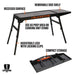 Blackstone Omni Stand feature diagram showing recessed surface, removable shelf, adjustable legs, and folding design