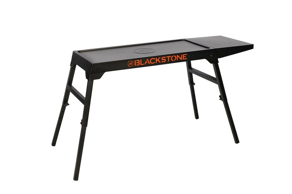 Angled view of the Blackstone Omni Leg Stand with one side shelf – perfect for griddles, pizza ovens, and prep are