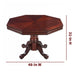 Solid wood octagonal dining table measuring 48 inches wide and 31 inches high with a pedestal base.